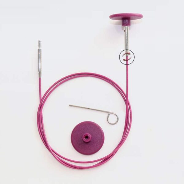 purple-nylon-coated-stainless-steel-cables-swivel-1 Cavi 360° ferri circolari KnitPro
